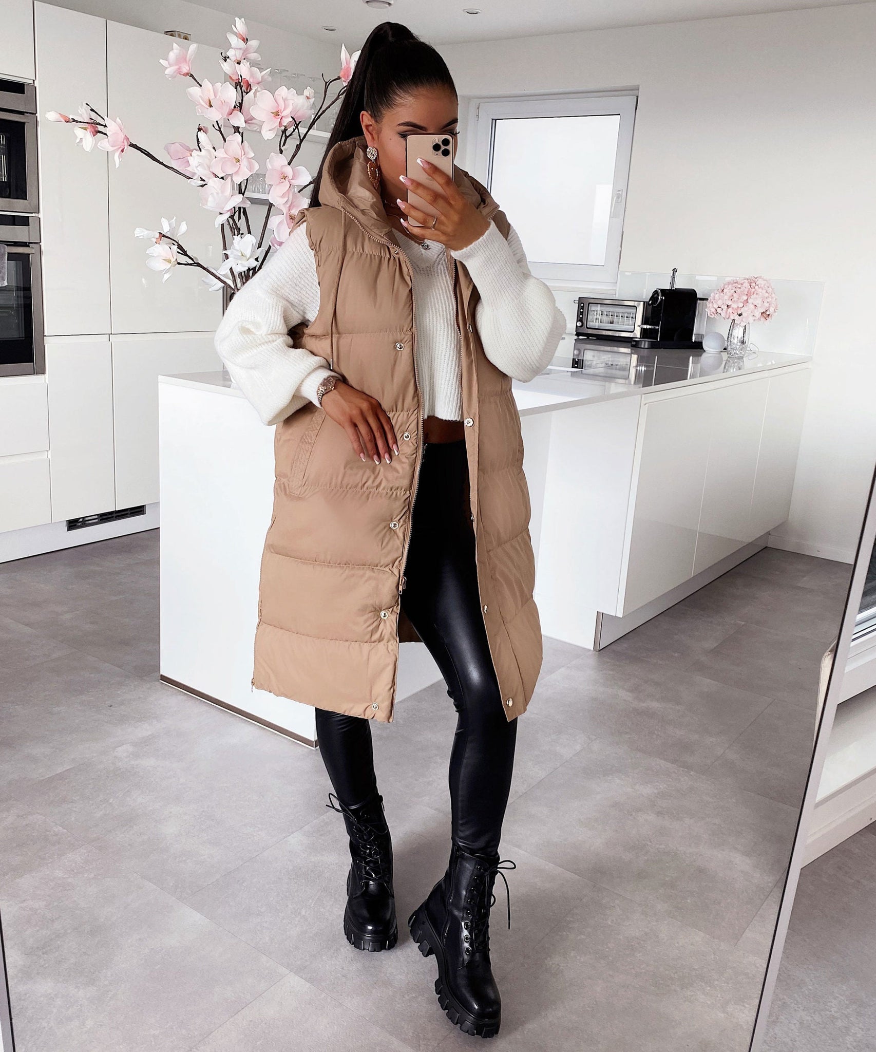 Weste Megan Lang Camel