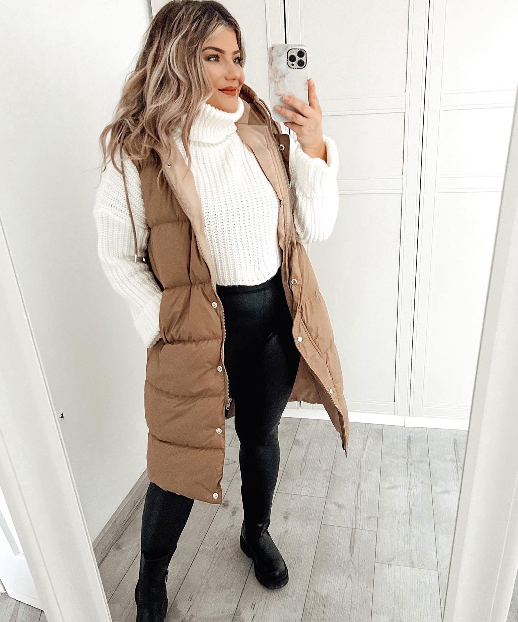 Weste Megan Lang Camel