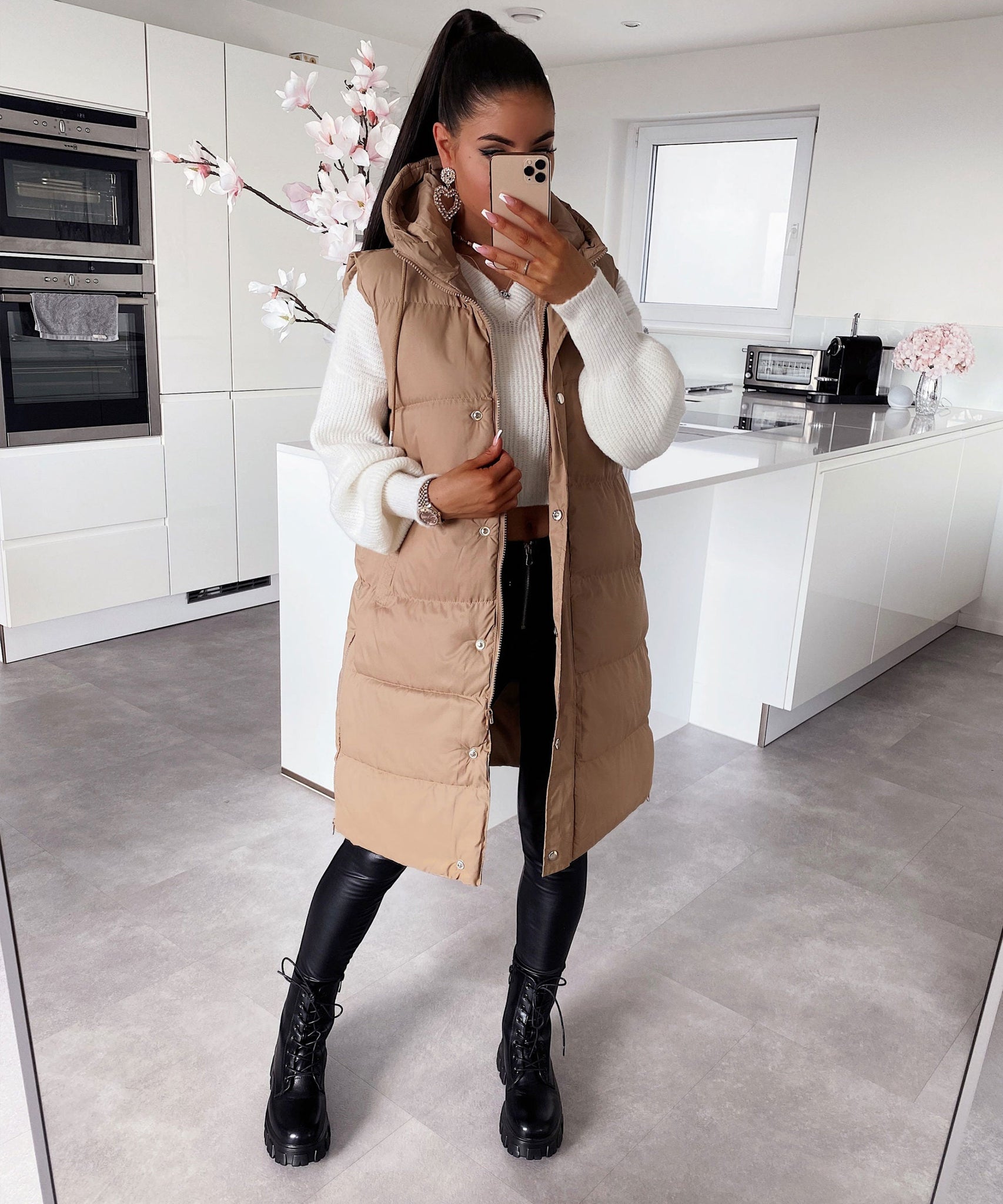 Weste Megan Lang Camel