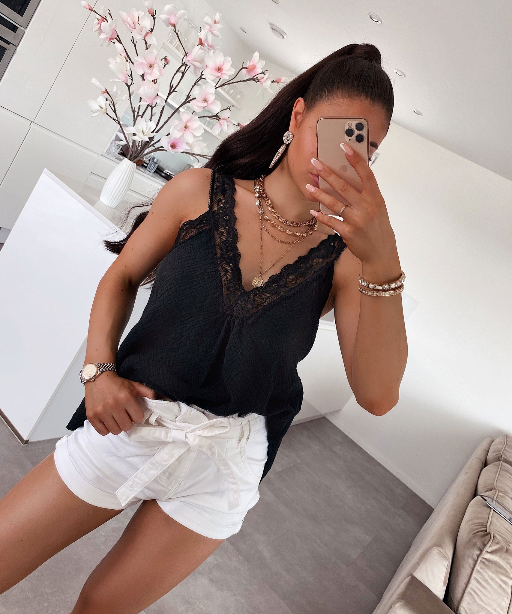 Musselin Top Marta Schwarz