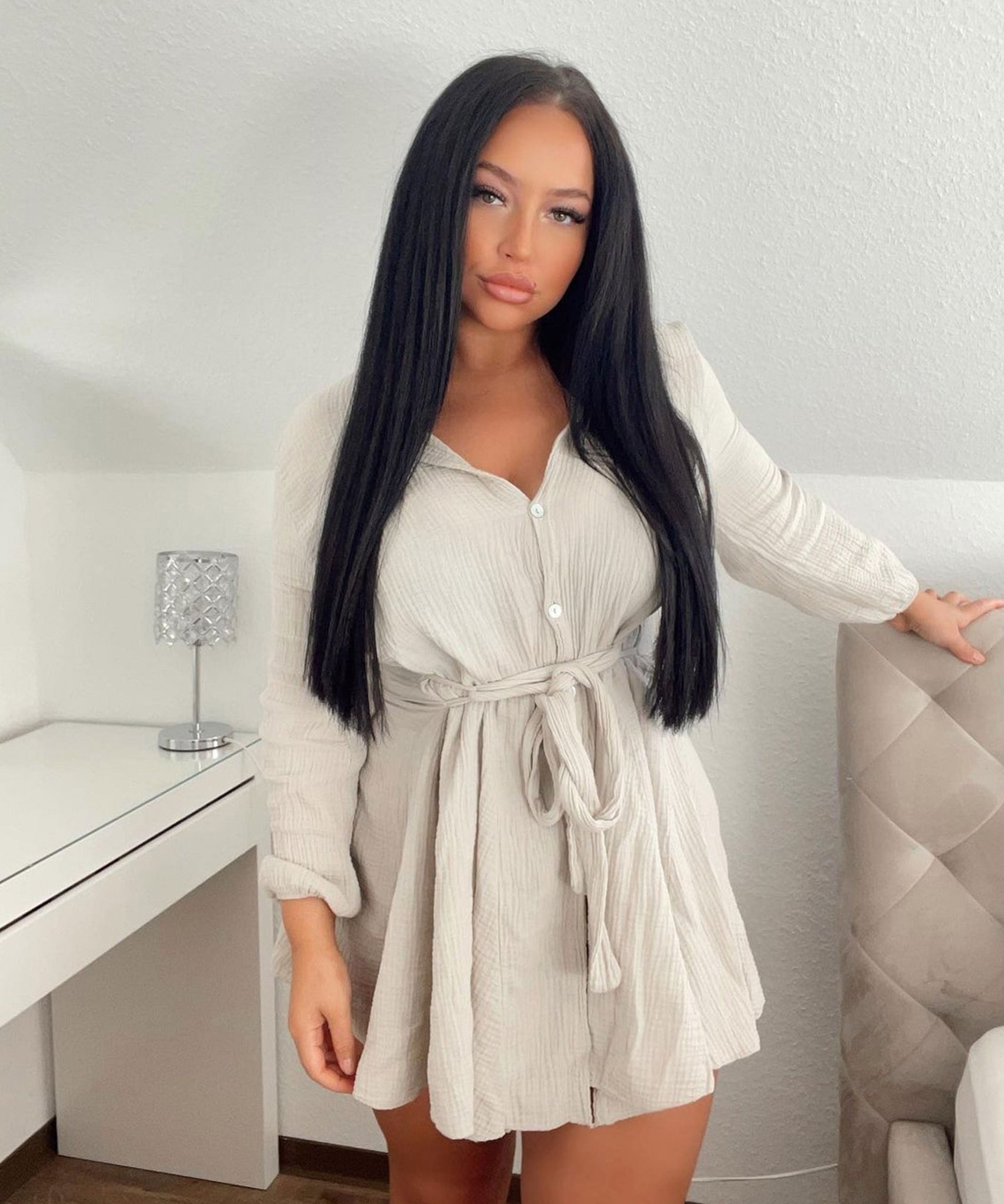 Musselin Kleid Daisy Beige