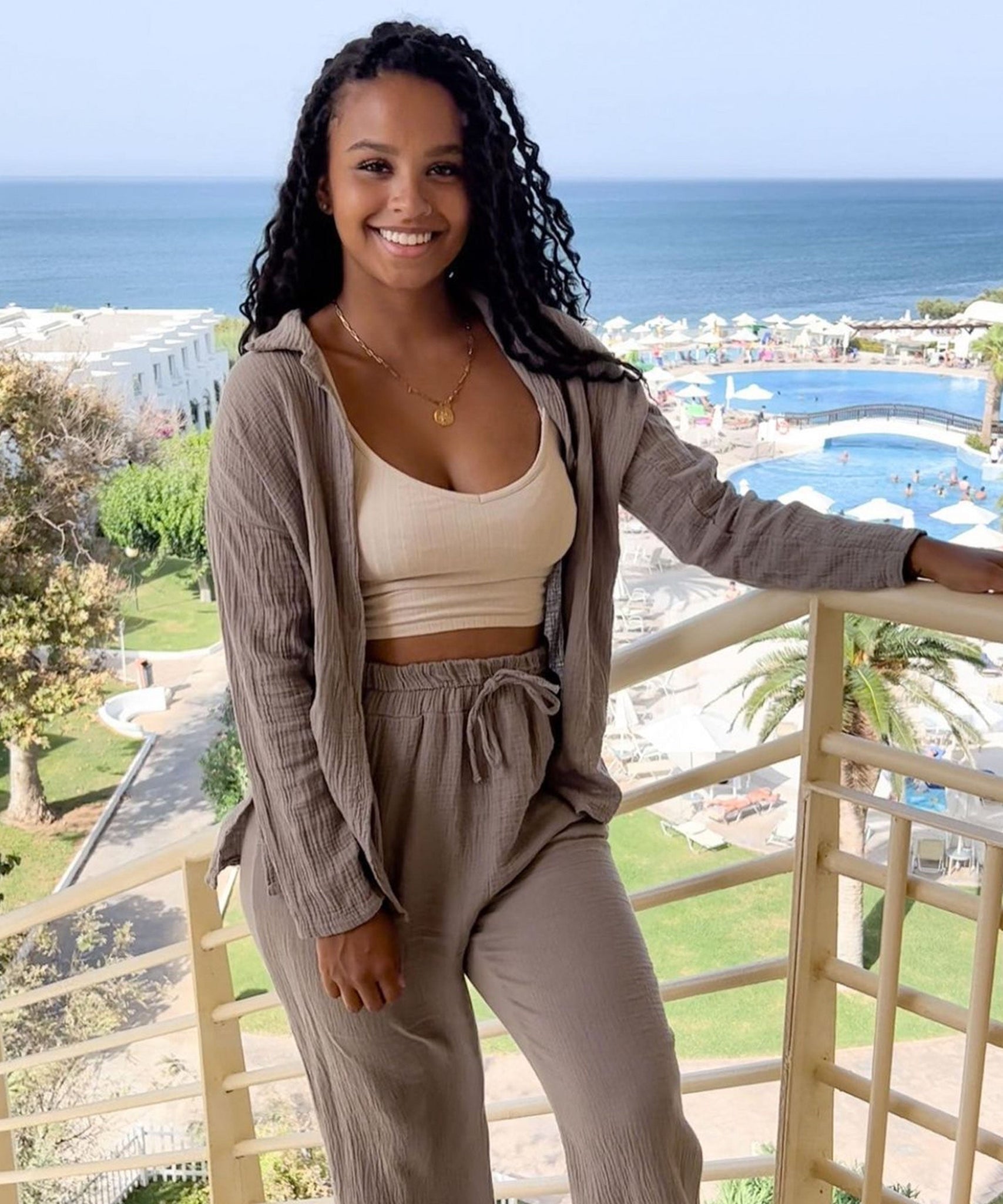 Musselin Hose Abril Taupe