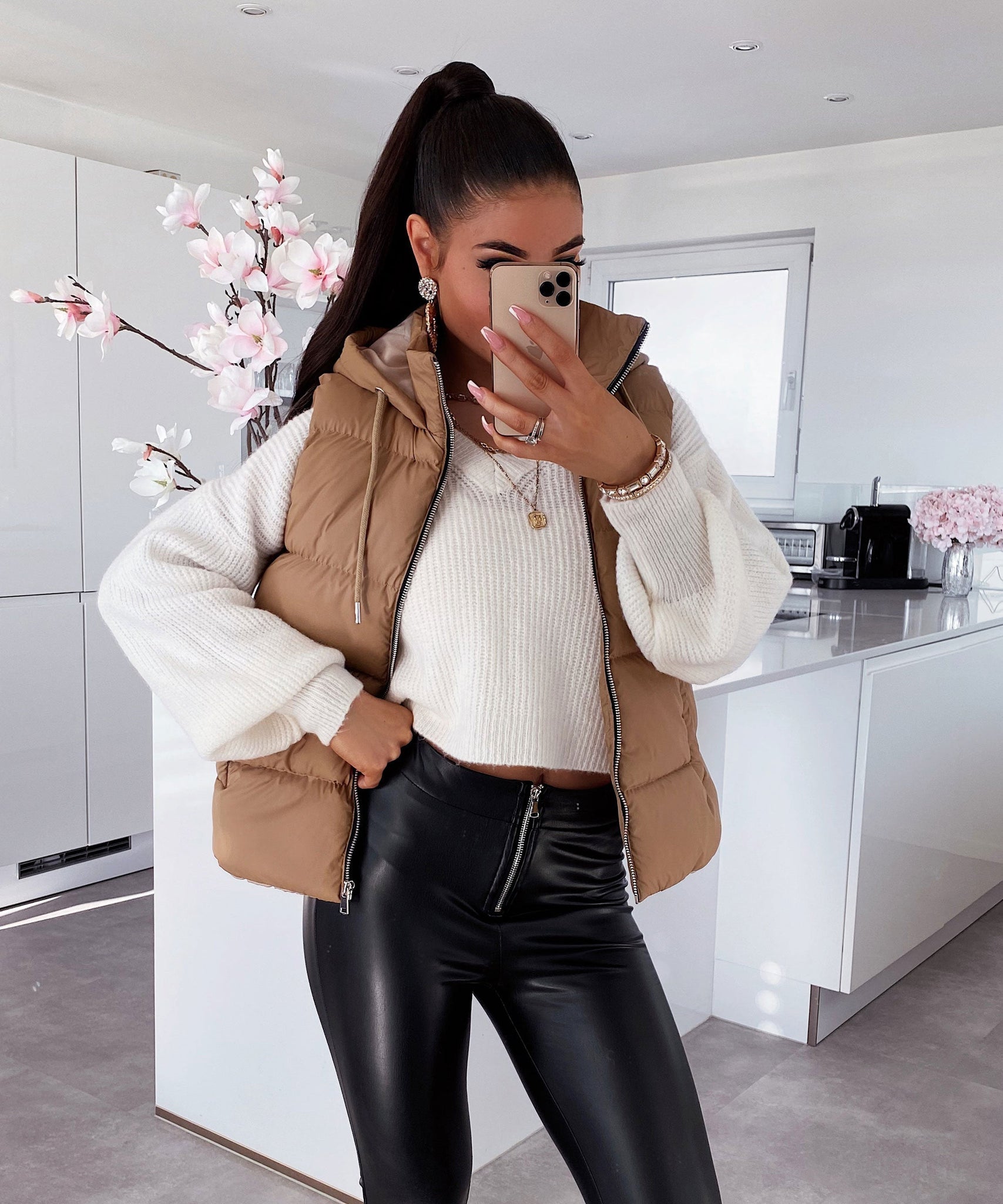 Weste Megan Kurz Camel