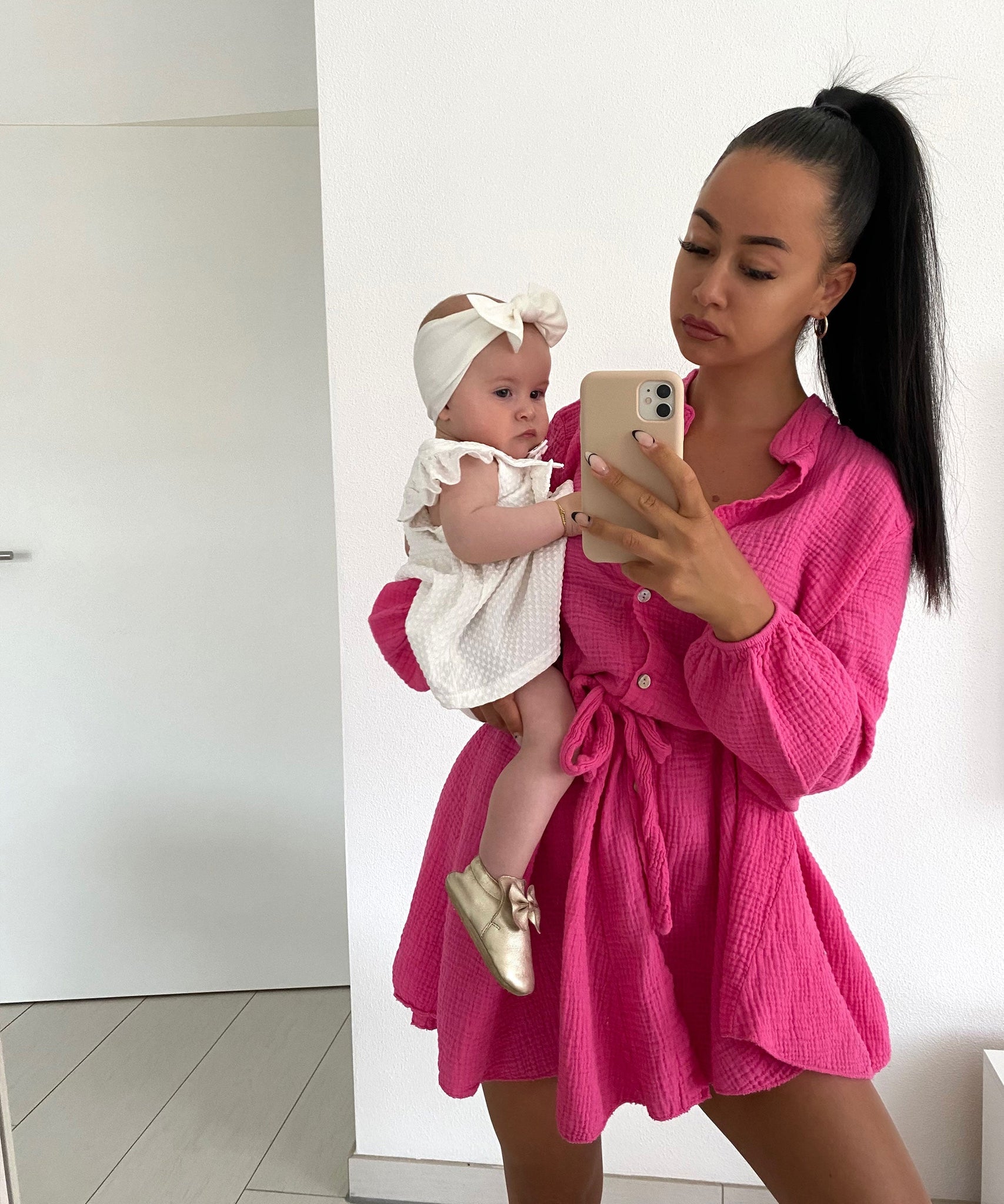 Musselin Kleid Daisy Fuchsia Pink