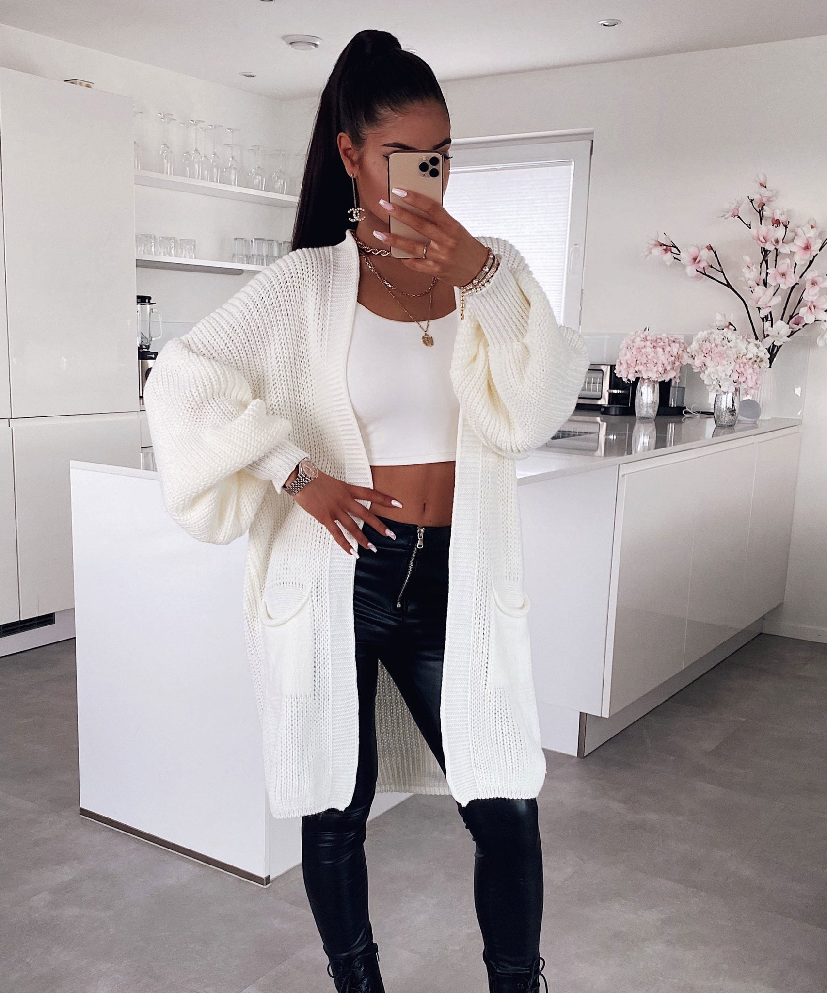 Cardigan Leilani Kurz Cremeweiß