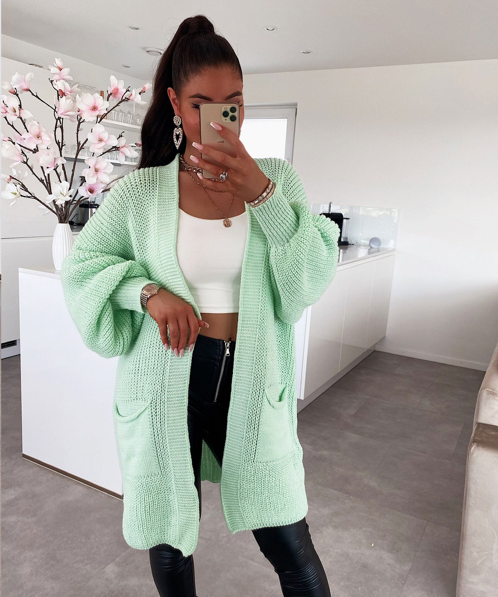 Cardigan Leilani Kurz Hellgrün