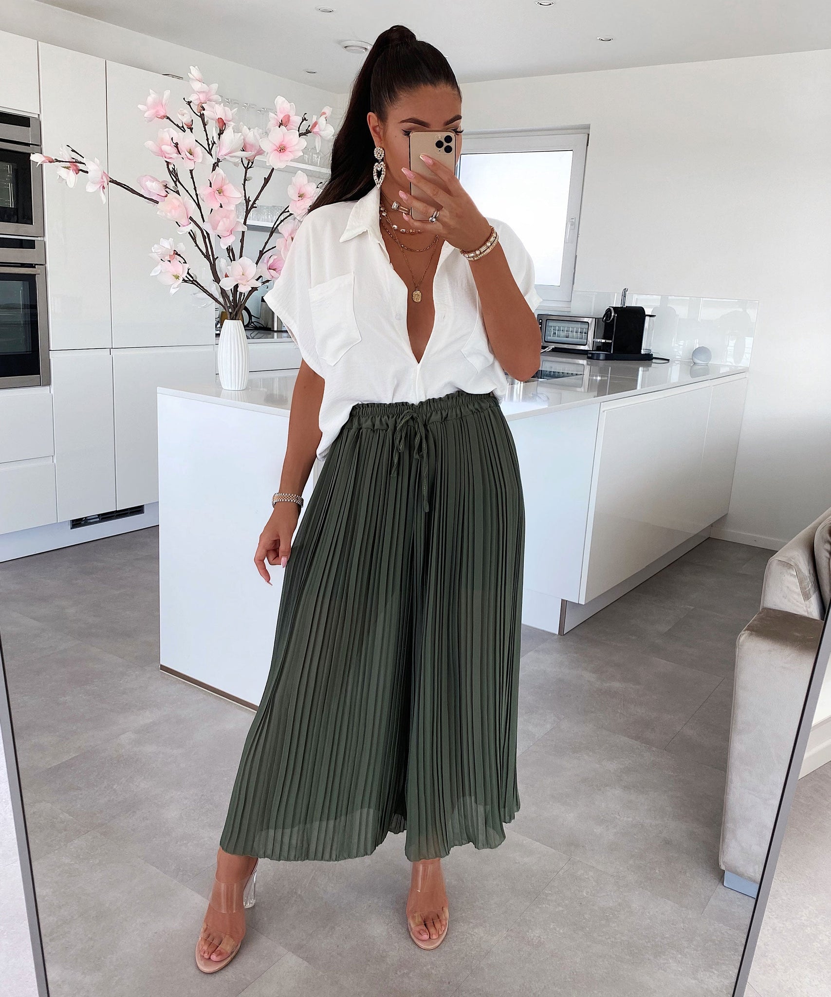 Plissee Hose Mira Khaki