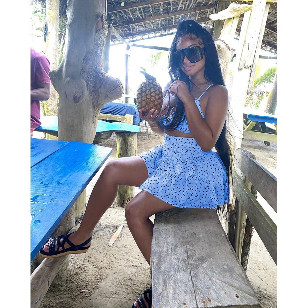 Modioza Punktdruck Shorts zweiteiliges Set