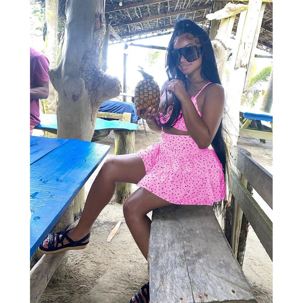 Modioza Punktdruck Shorts zweiteiliges Set