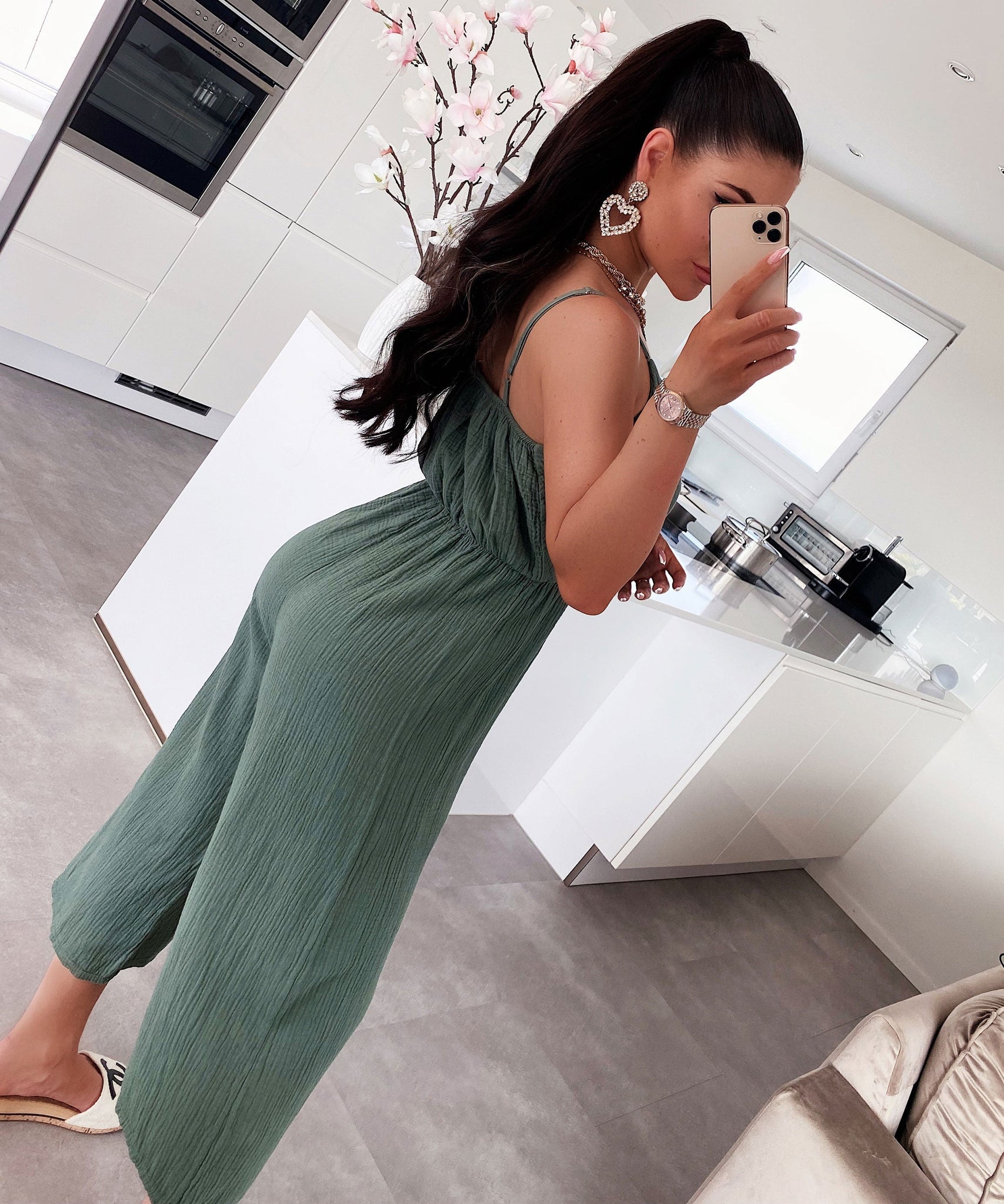 Musselin Jumpsuit Valeria Khaki