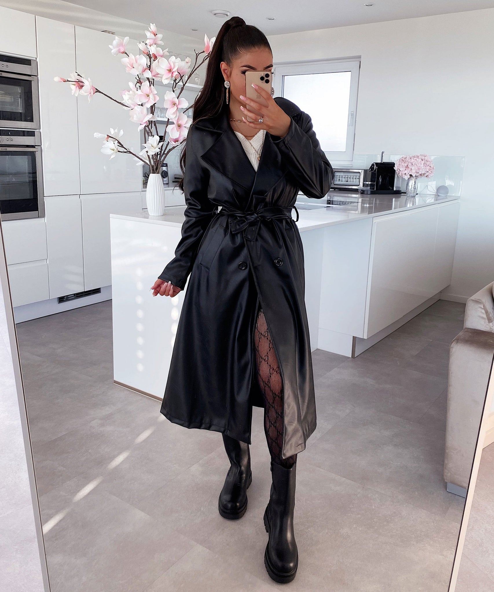 Ledermantel Harlow Schwarz